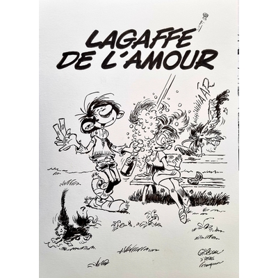 Gilson - illustration originale hommage à Gaston et Franquin - A3