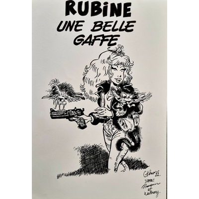 Gilson Bruno - illustration originale hommage à Franquin et Walthéry - format A3 -signée