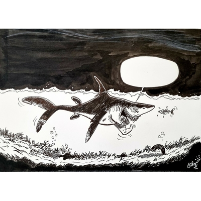Gilson Bruno - illustration originale hommage à Franquin - format A3 -signée