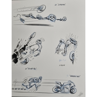 Hérenguel Eric - illustration originale - page de garde moto