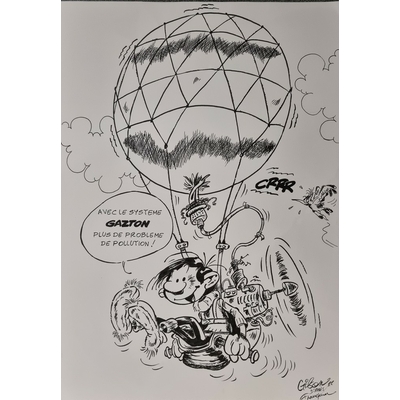 Gilson - illustration originale hommage à Franquin et Gaston
