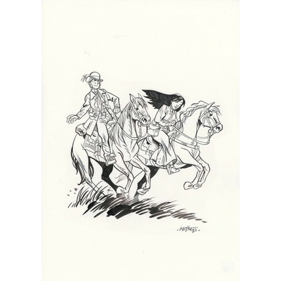 Krings , Jean-Marc - La piste de l'Orégon -illustration originale