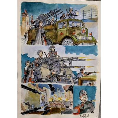 Nico Van De Walle - planche originale couleurs - Captives de l'armée rouge