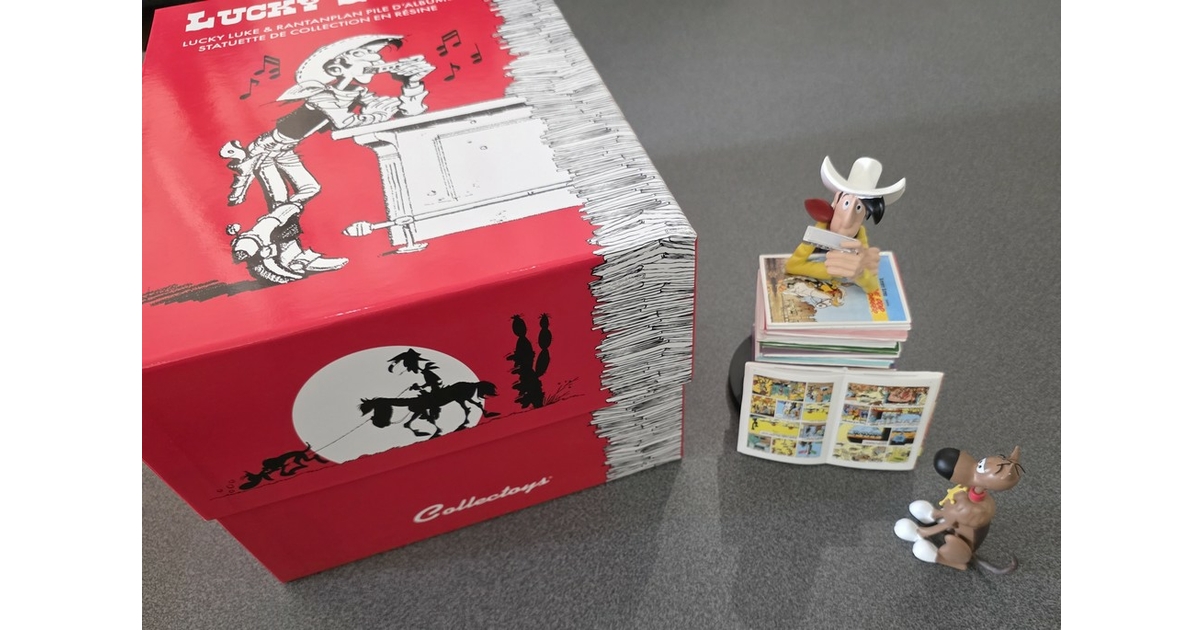Morris - Lucky Luke - Figurine Pile de livres avec Rantanplan - Para-BD ...