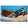 ga221_Hergé - Plaque émaillée scène requin grand format