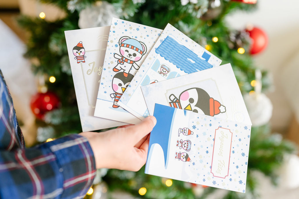 1-Lot-5-Cartes-Noel-Polaire-Ticky-Tacky