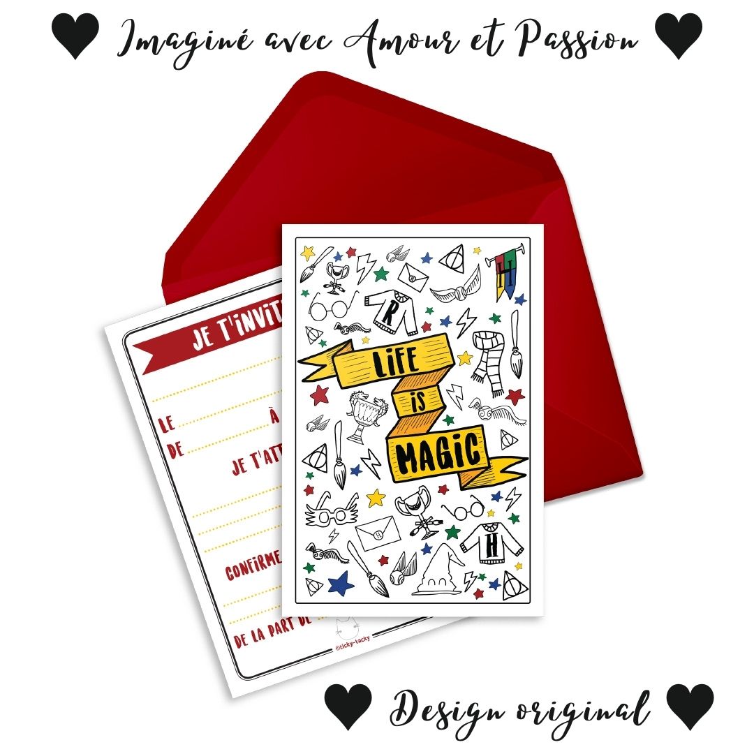 Invitation anniversaire, Cartes et enveloppes par 6