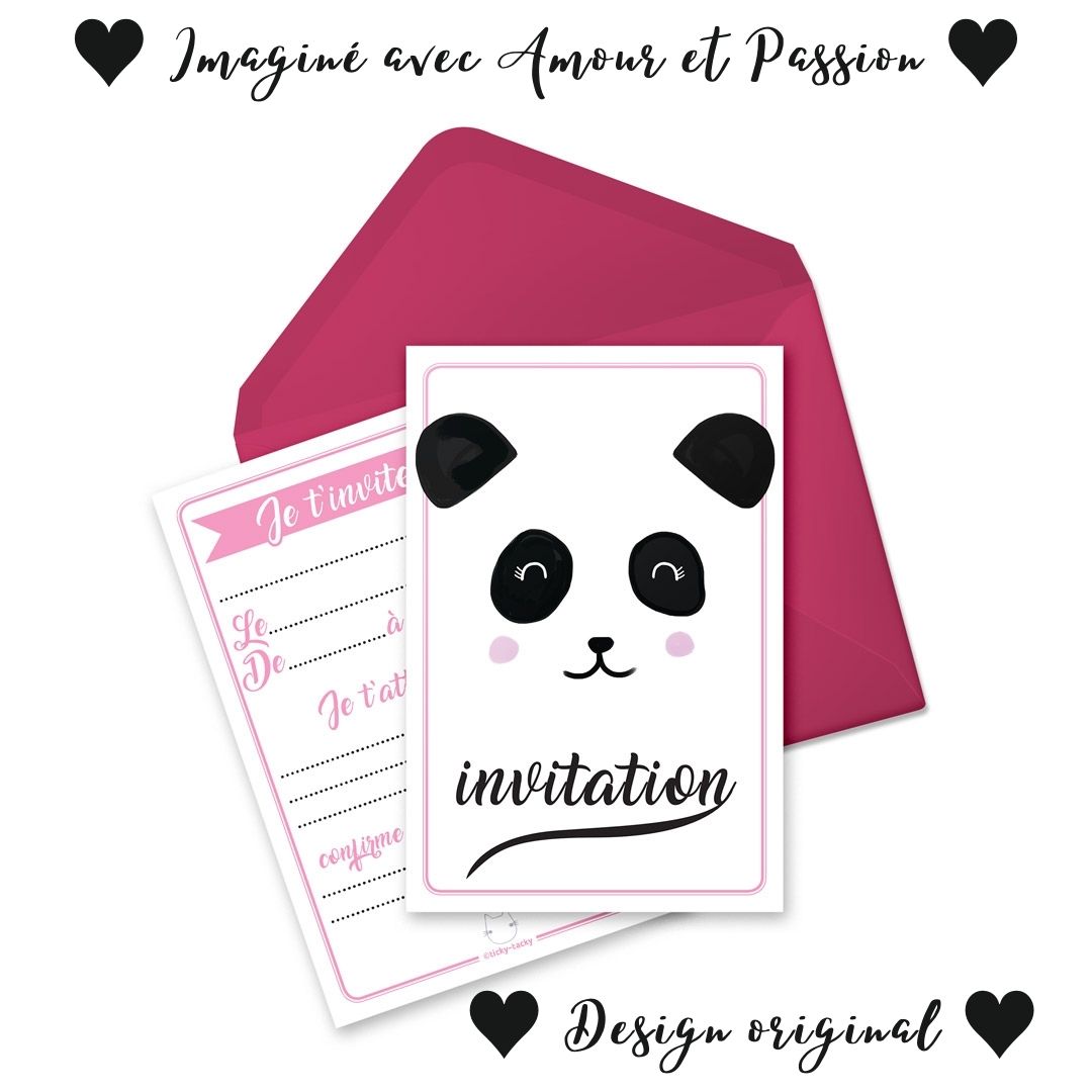 Carte invitation anniversaire Panda