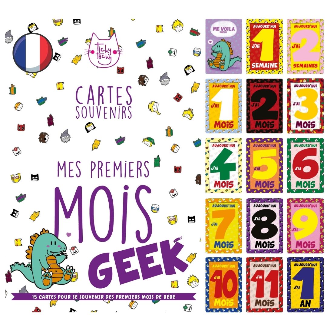 15 Cartes Souvenirs pour bébé | Mes Premiers Mois version Geek