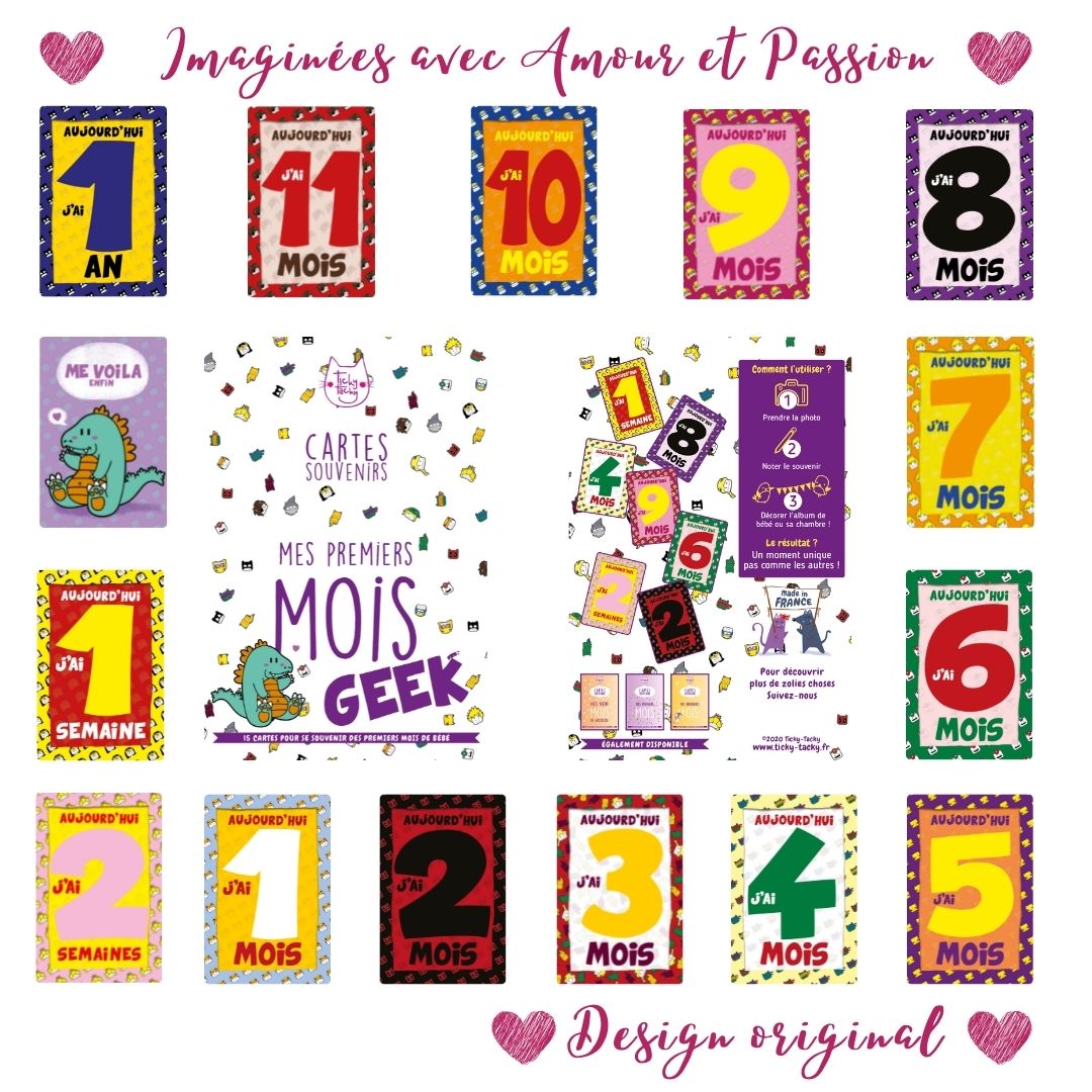 Carte grossesse - Carte étape grossesse - 15 Cartes étapes souvenir de –  Omade