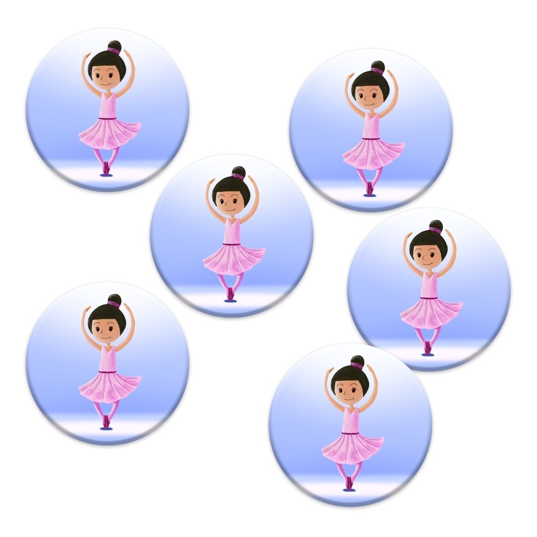 6 badges pour enfants | Anniversaire thème Danseuse