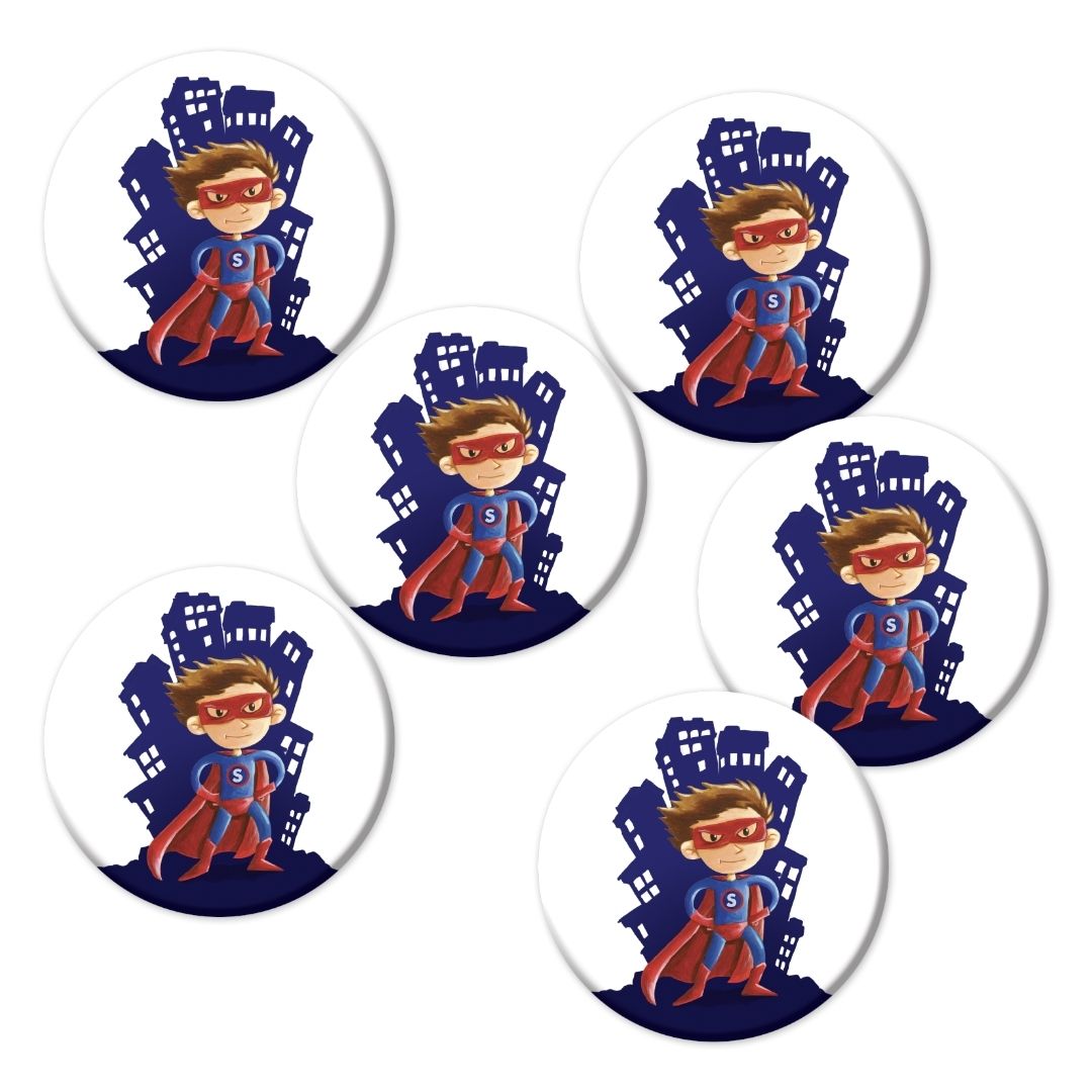 6 badges pour enfants | Anniversaire thème Superman