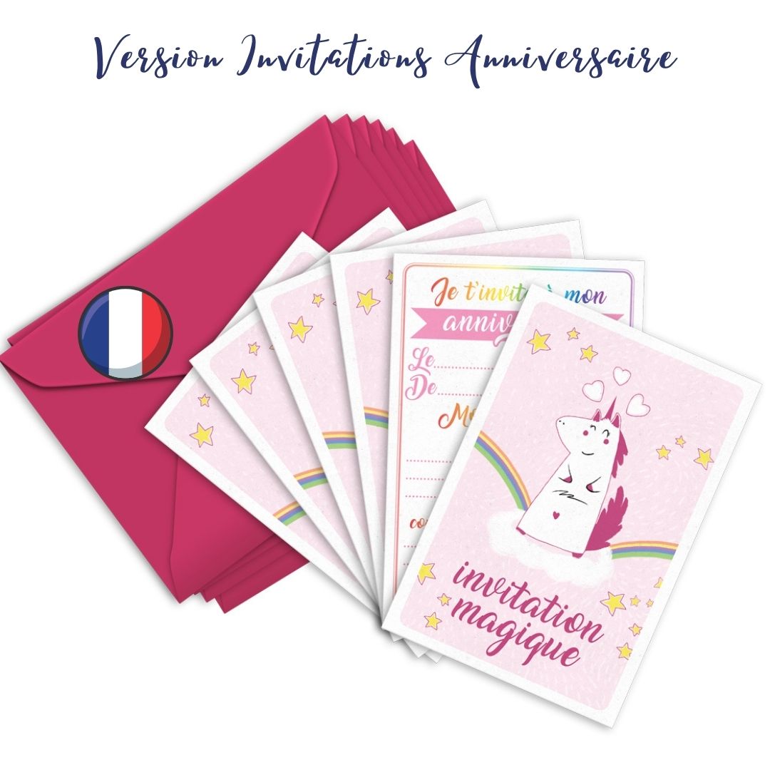 6 Cartes Invitations Anniversaire Licorne - Anniversaire Filles