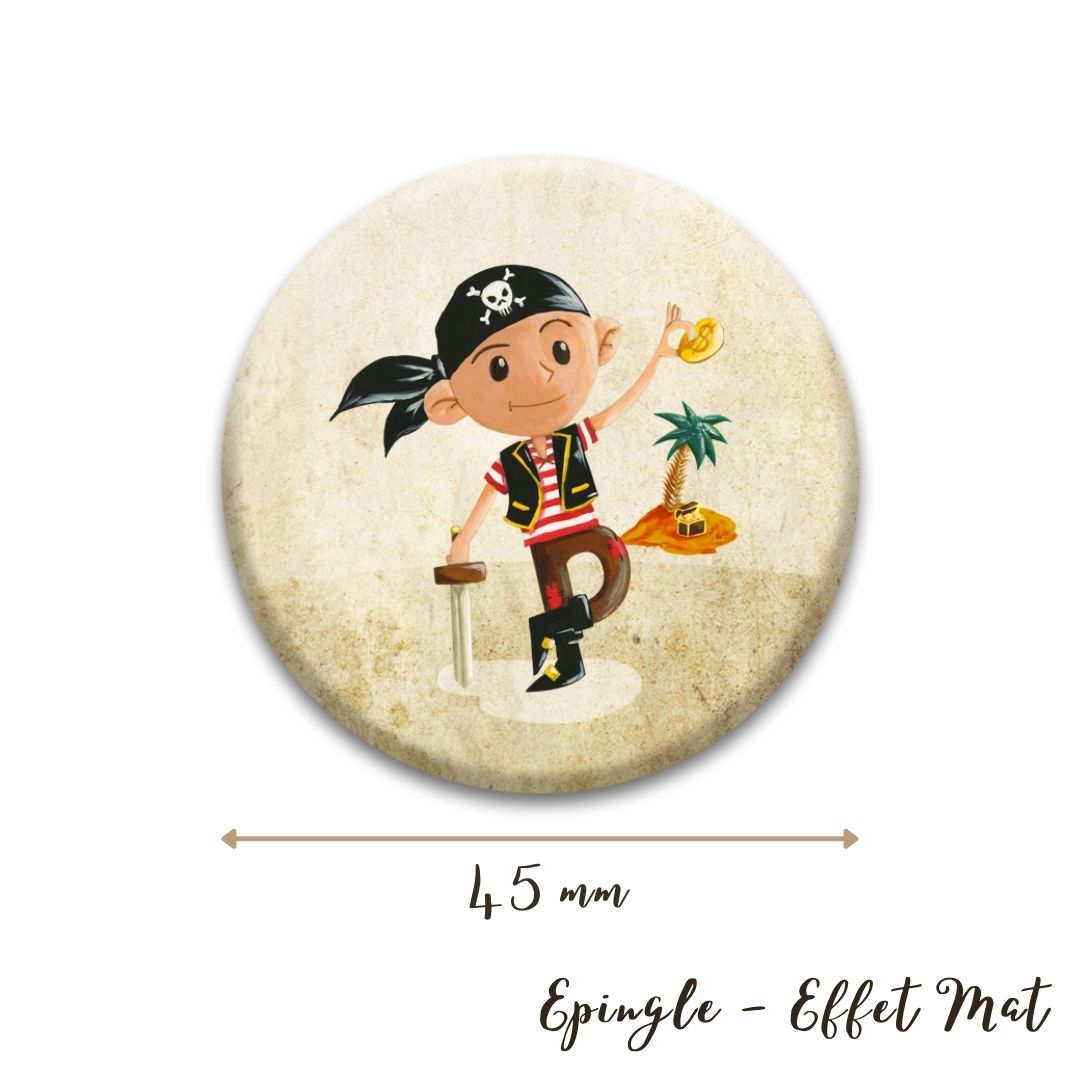 6 badges pour enfants  Anniversaire thème Pirate - Anniversaire/Badges à  thèmes - TICKY-TACKY