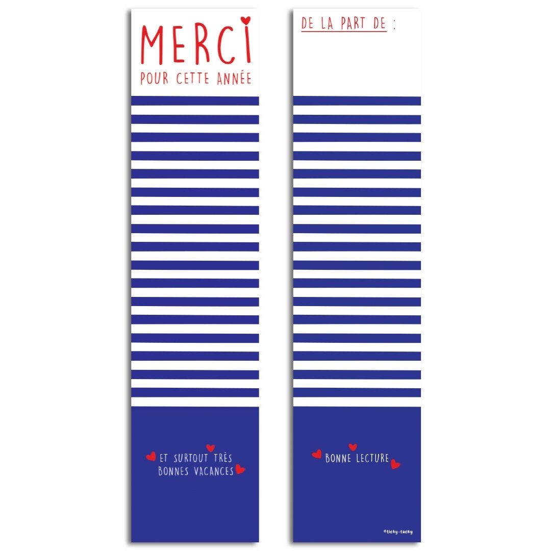 Marque Page Merci Pour Cette Annee Version Marine Ticky Tacky