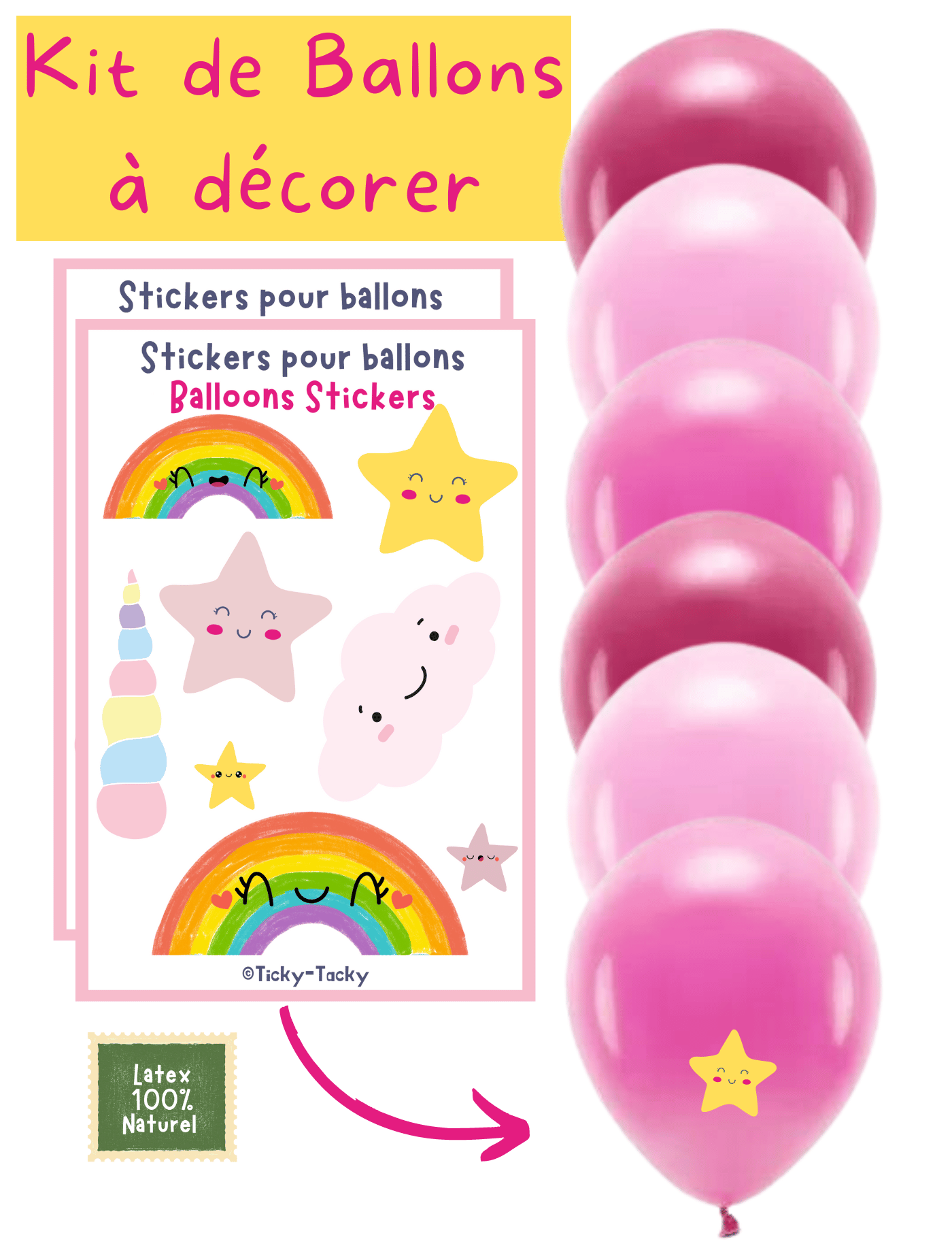 Kit de ballons à décorer univers \'Licorne\' anniversaire enfant | Fabrication Française