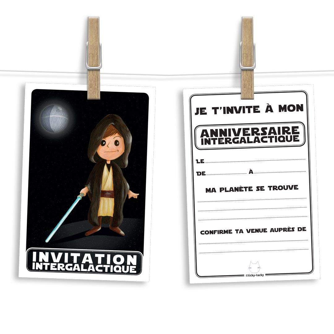 6 Miniz Invit Et Enveloppes Invitation Anniversaire Space Le Jedi Les Anniversaires Ticky Tacky