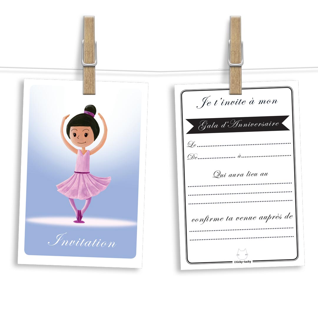 Invitation Anniversaire Cartes Et Enveloppes Par 6 Theme Danse Nos Zolis Produits Ticky Tacky