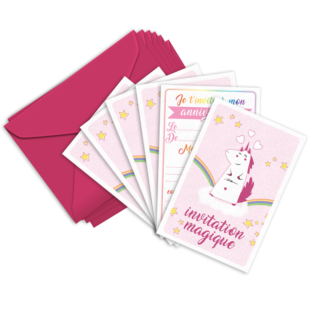 6 Choubiz Invit Et Enveloppes Invitation Anniversaire Lilicoeur La Licorne Les Anniversaires Ticky Tacky