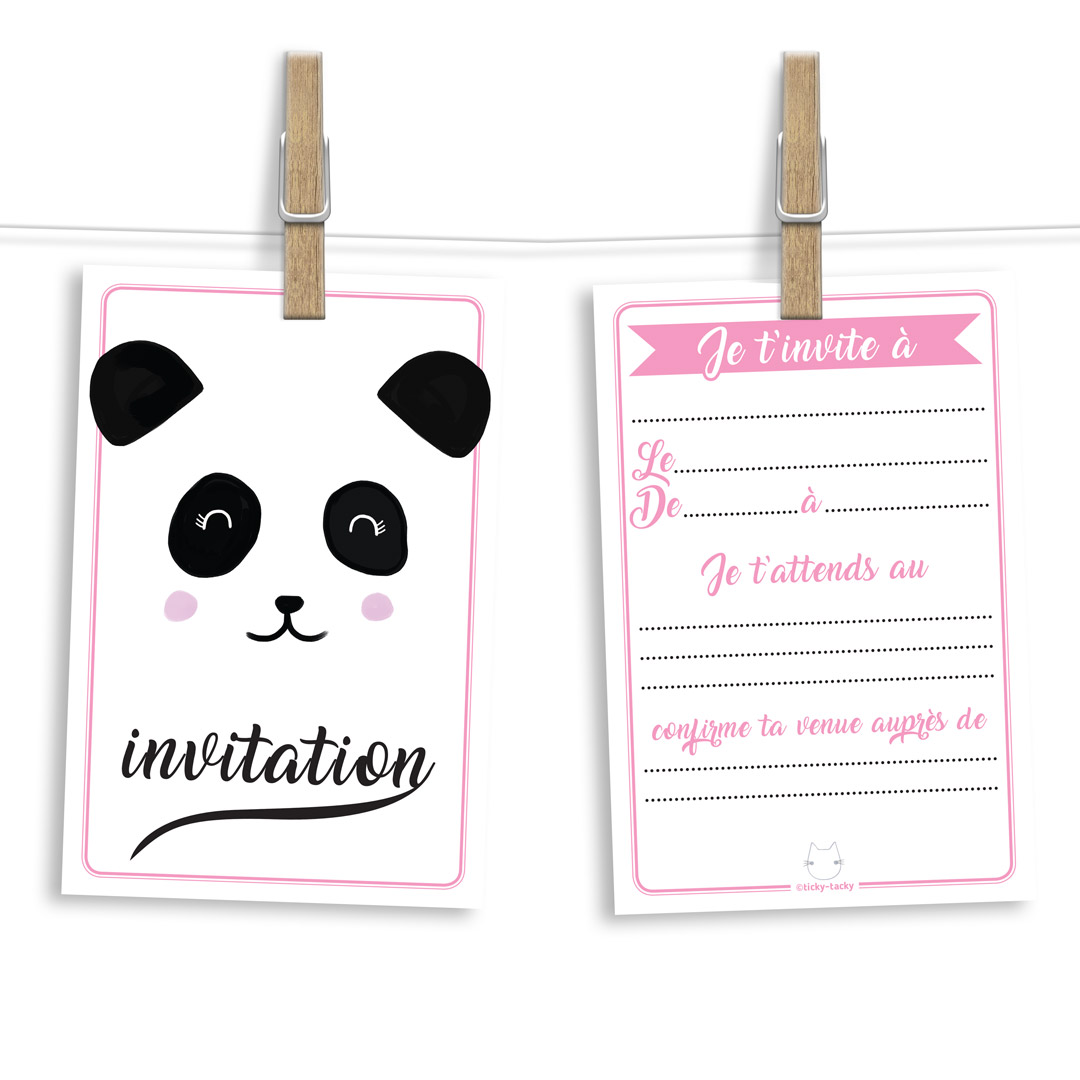 6 Choubiz Invit Et Enveloppes Invitation Anniversaire Pandala Le Panda Les Anniversaires Ticky Tacky