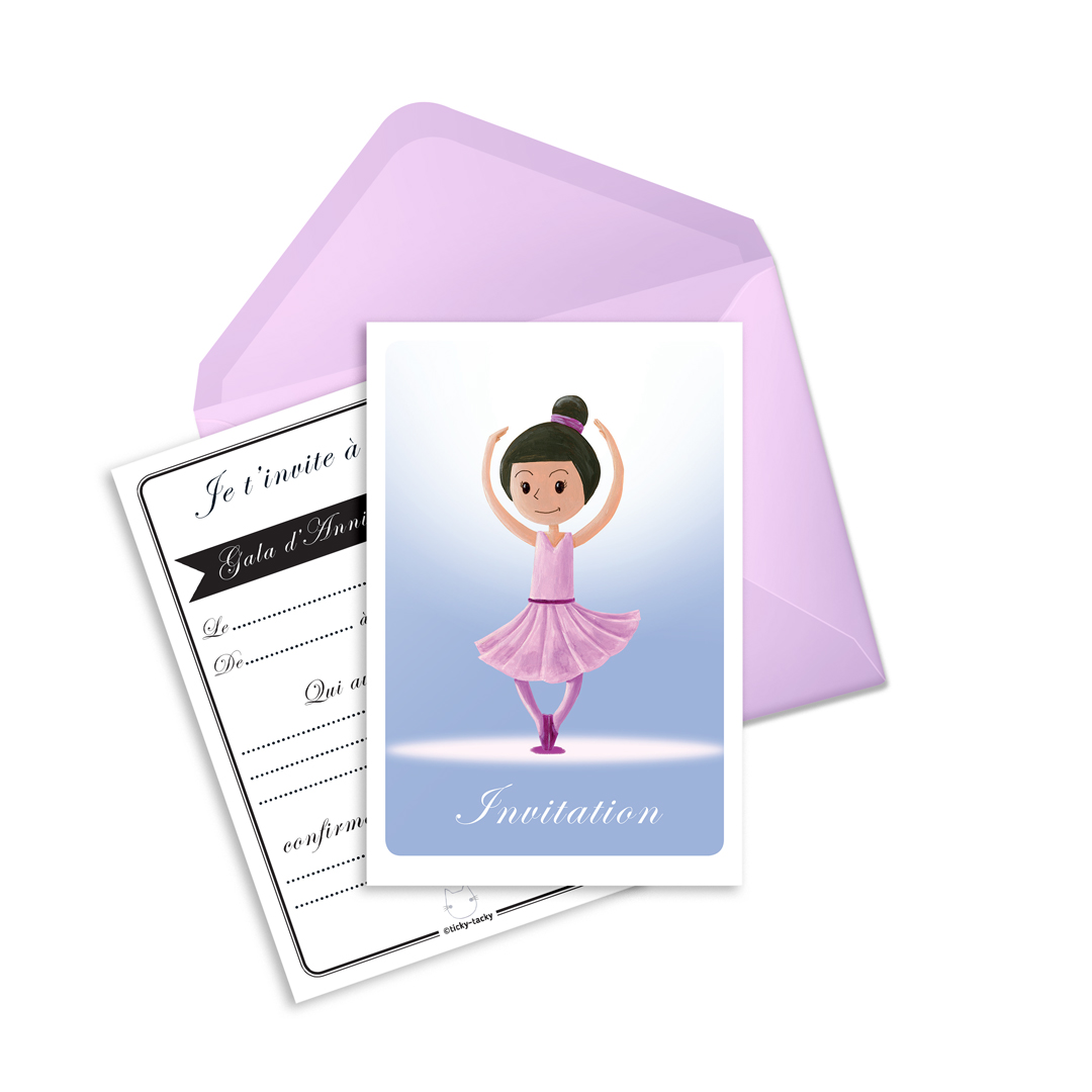 6 Miniz Invit Et Enveloppes Invitation Anniversaire Stars La Danseuse Les Anniversaires Ticky Tacky