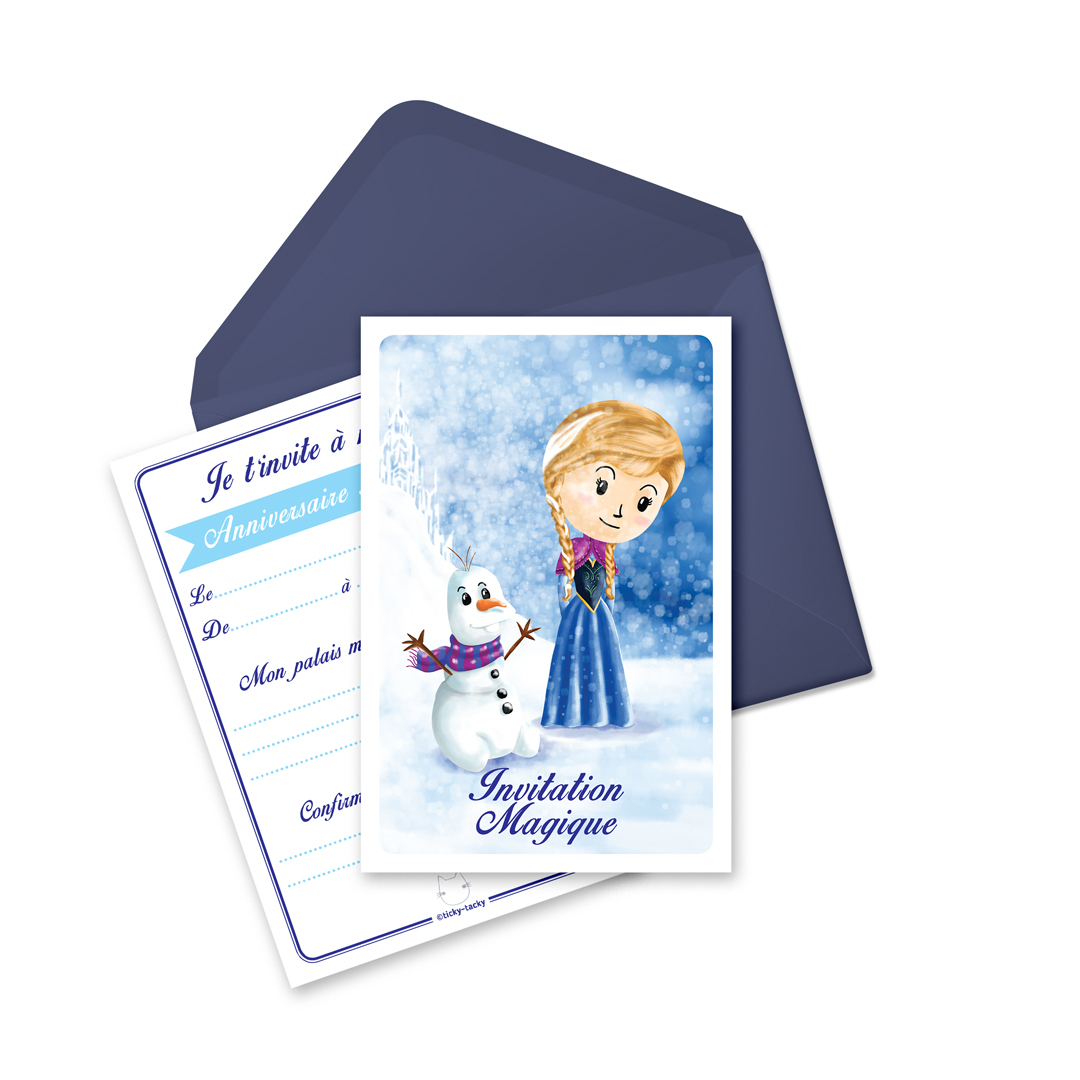 Invitation Anniversaire Cartes Et Enveloppes Par 6 Theme Anna Reine Des Neiges Nos Zolis Produits Ticky Tacky