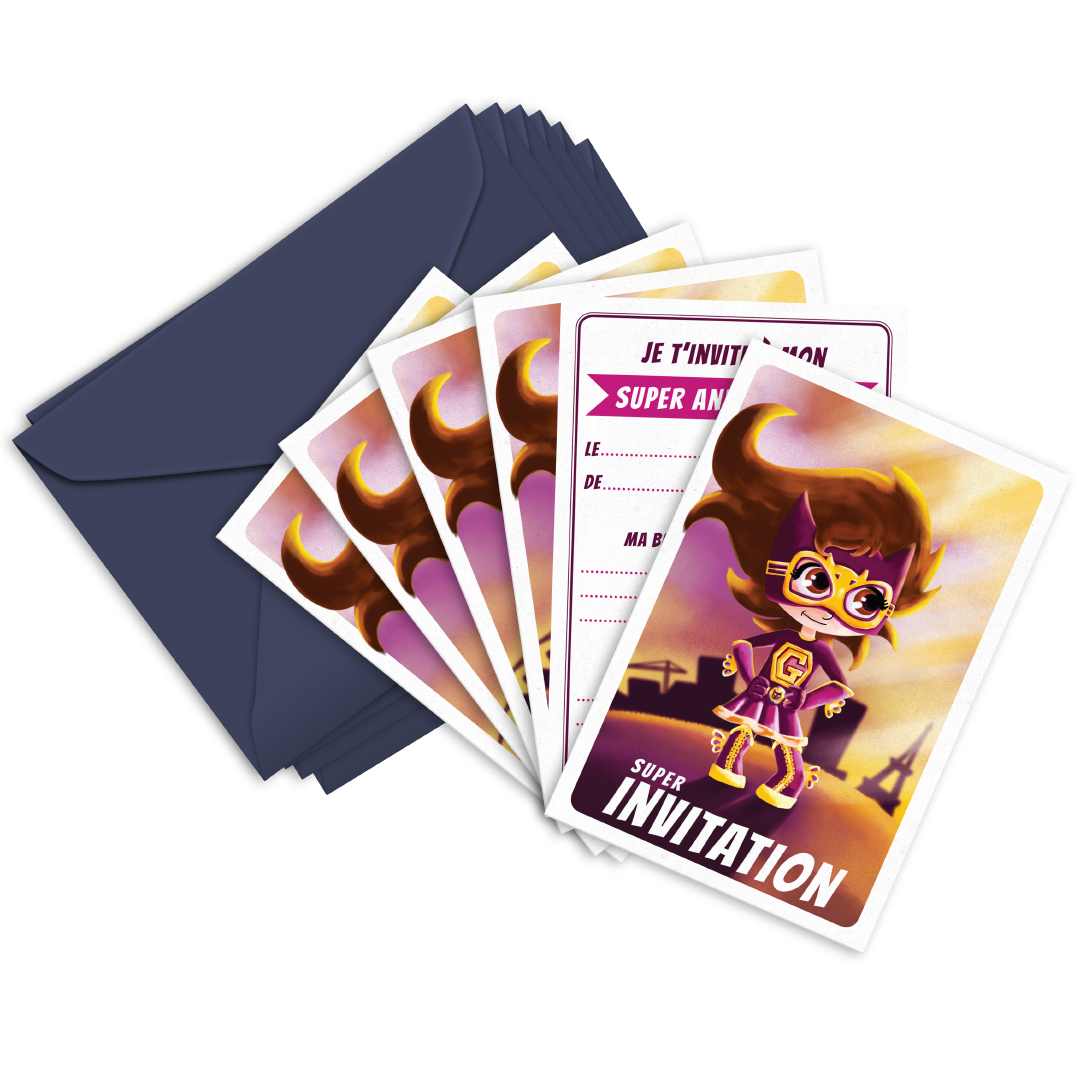 6 Miniz Invit Et Enveloppes Cartes D Invitation Anniversaire Super Heros Fille Les Anniversaires Ticky Tacky