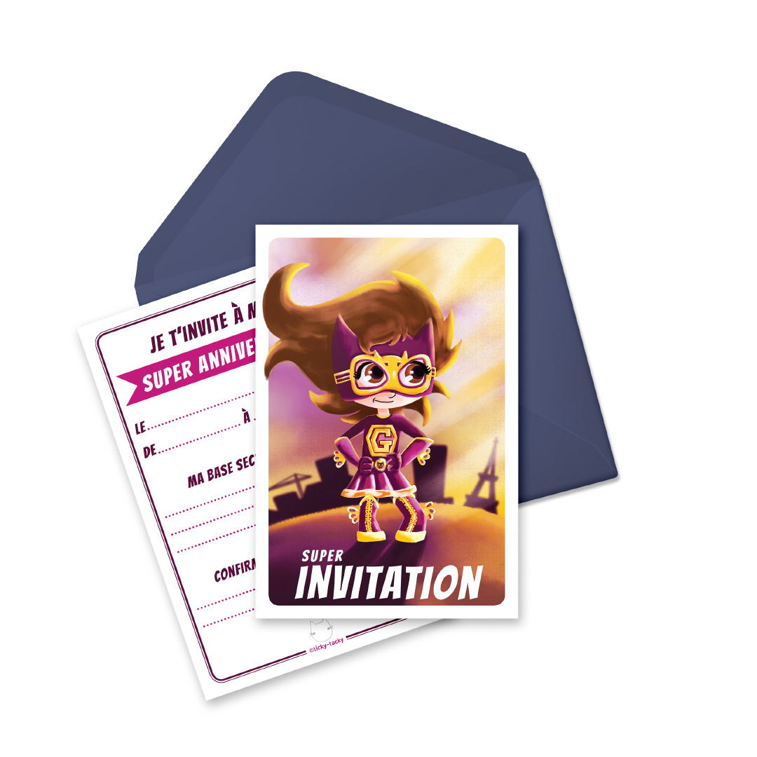 6 Miniz Invit Et Enveloppes Cartes D Invitation Anniversaire Super Heros Fille Les Anniversaires Ticky Tacky