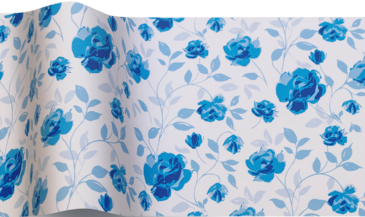 papier de soie fleurs bleues