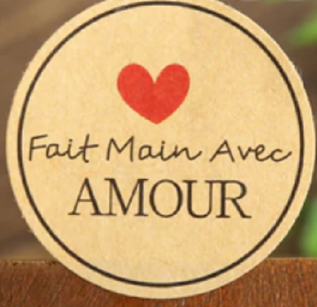 autocollant fait main avec amour