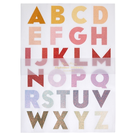 Alphabet - 10 planches de grandes lettres pastel et paillettes