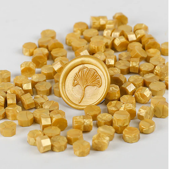 Doré - 100 granulés de cire or clair pour sceau