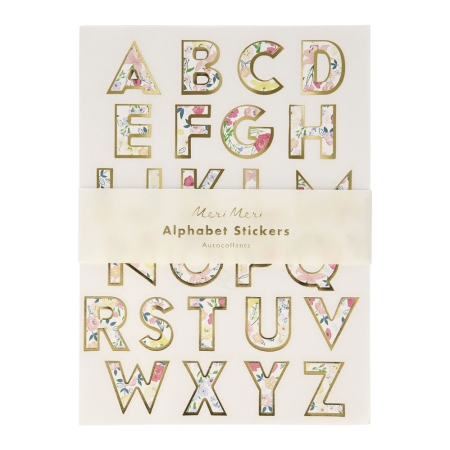 Alphabet - 10 planches de stickers liberty