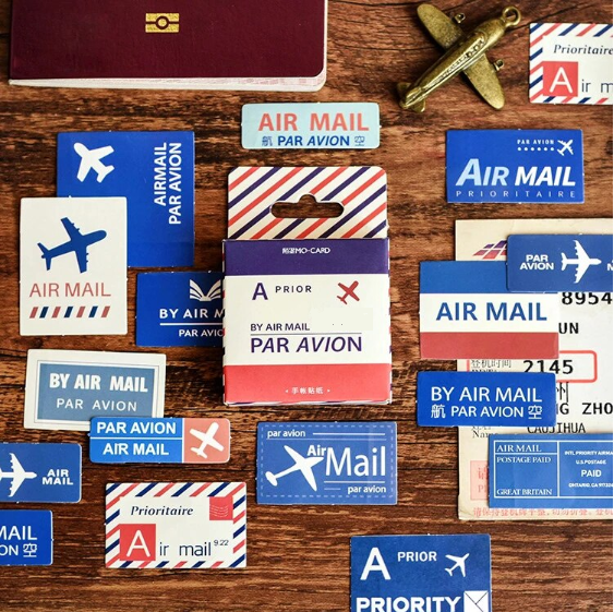 Airmail - 45 autocollants postaux