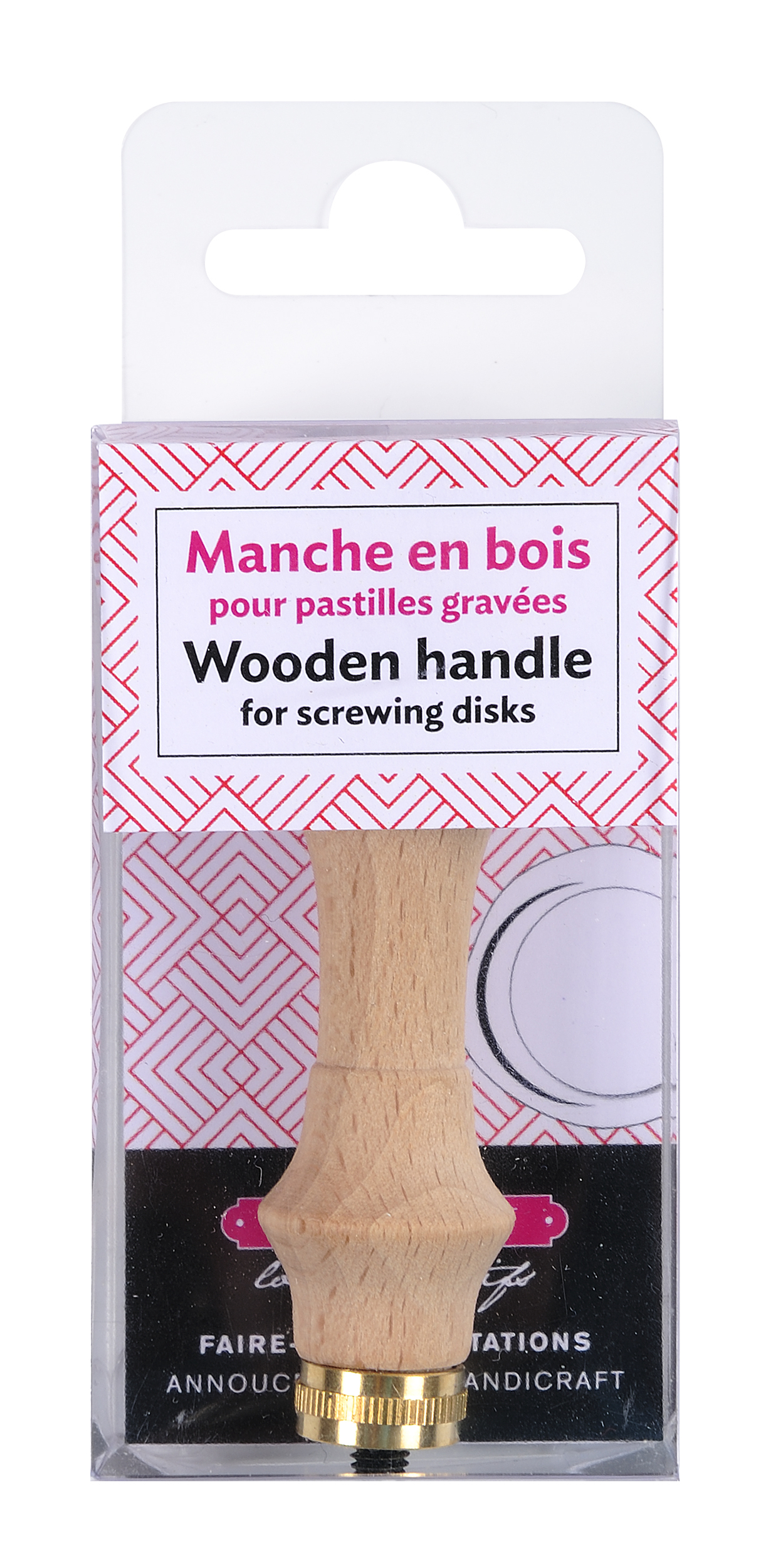 Sceau avec manche en bois vernis - ROSE - Herbin