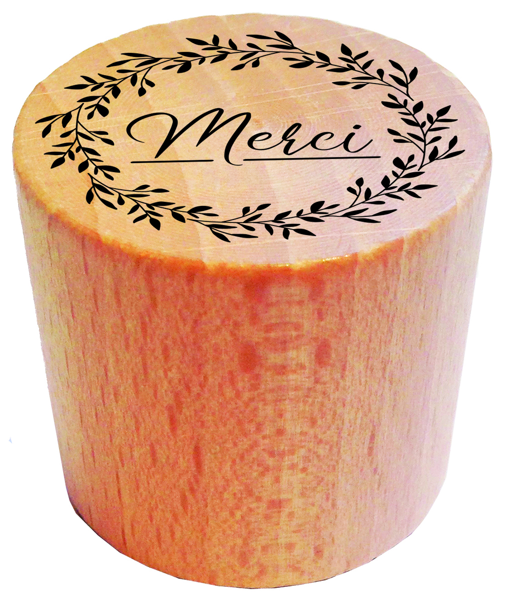 tampon en bois merci