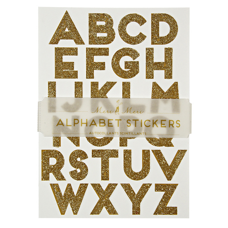 Alphabet - 10 planches de lettres dorées et paillettes