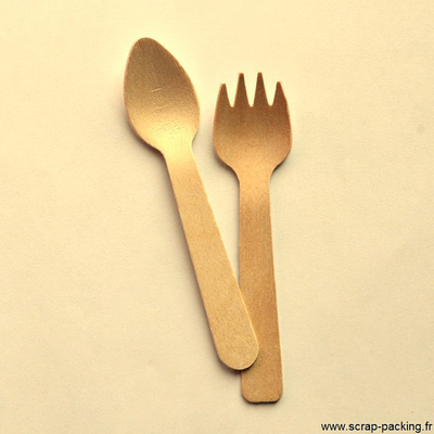 "Couverts" - 6 mini cuillères ou fourchettes en bois