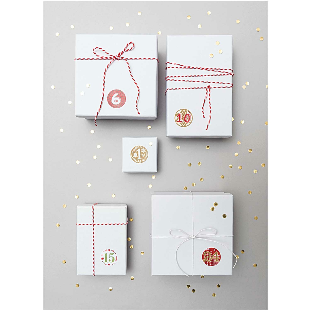 24 Autocollants Stickers Numérotés Lutins Pour Calendrier De L'avent