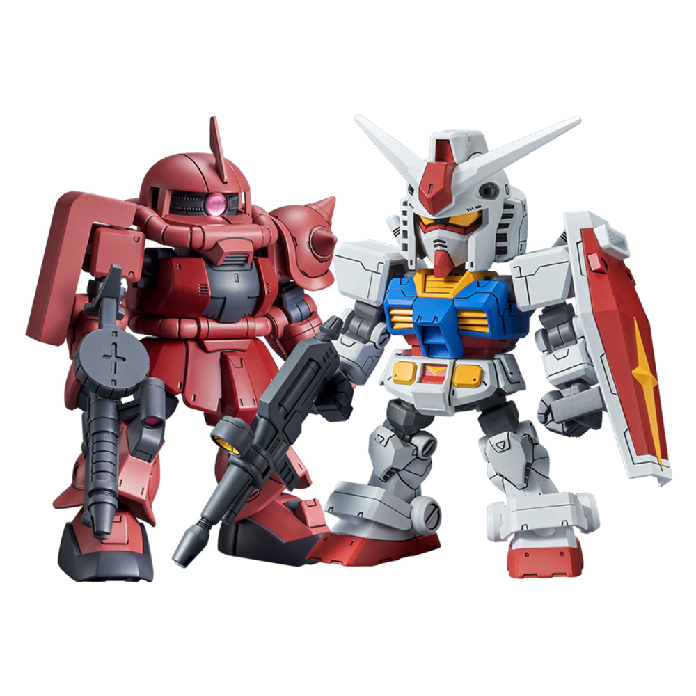 BANDAI GUNPLA Cross Silhouette RX-78-2 Gundam &amp; Char’s Zaku II b fond blanc
