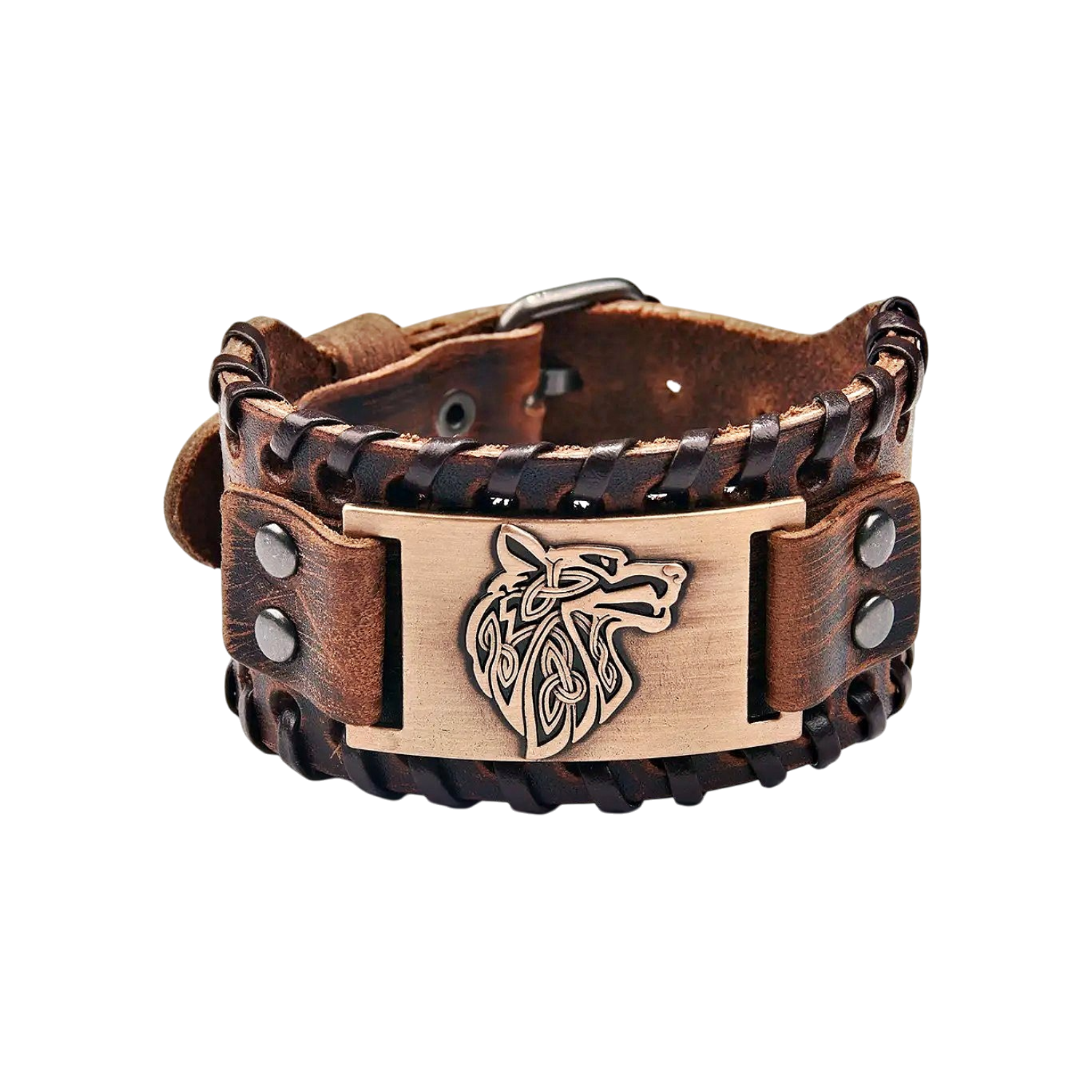Bracelet Cuir Viking Loup