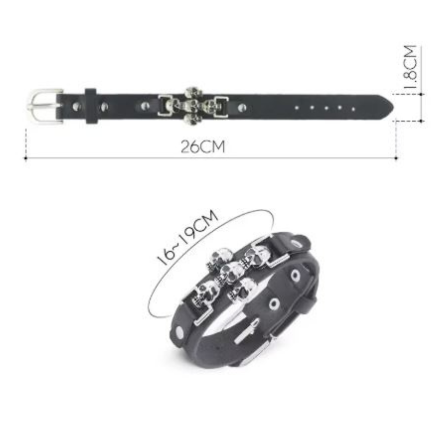 Bracelet en Cuir avec tête de mort