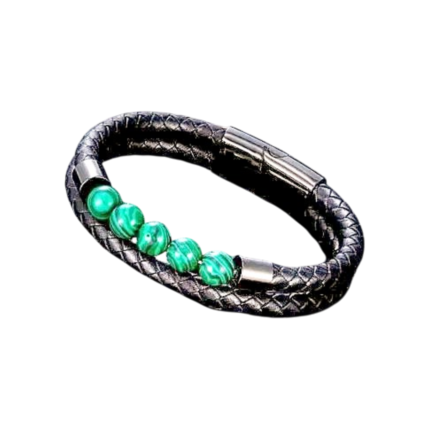 Bracelet Cuir et Pierre Malachite