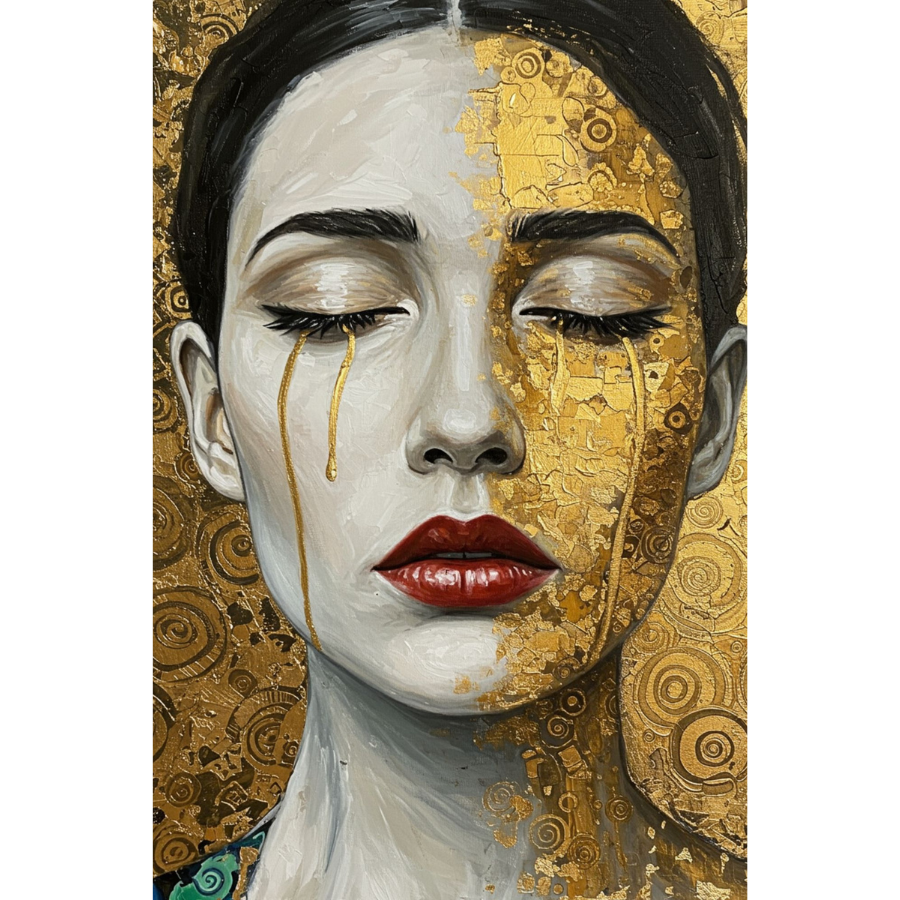Tableau Portrait Féminin Doré