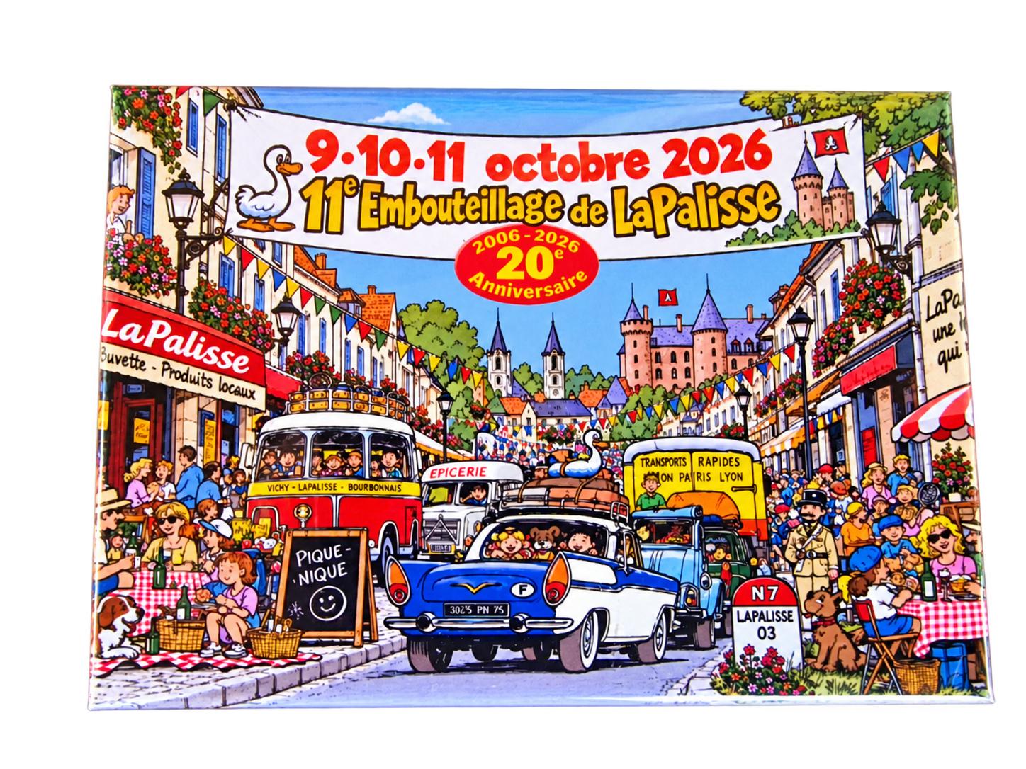 Aimant souvenir vintage détouré sur fond transparent