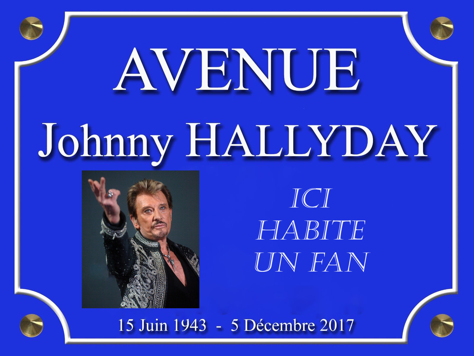 AVENUE Johnny HALLYDAY ICI HABITE UN FAN