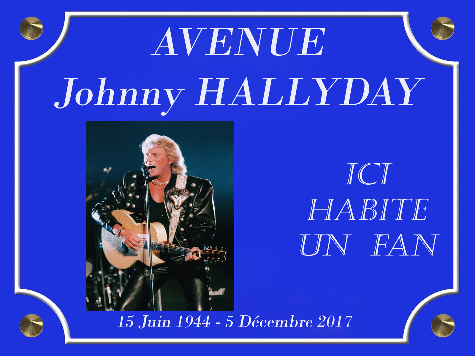 Plaque de rue AVENUE Johnny HALLYDAY