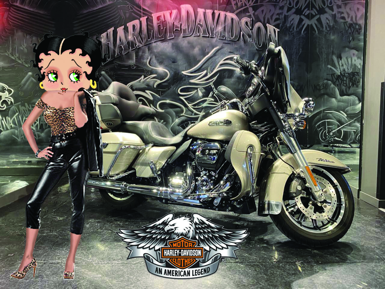 Harley davidson-flhtcu electra classic avec Betty boop