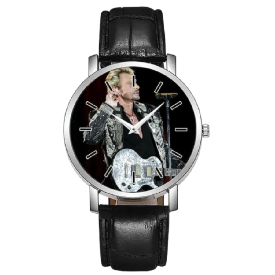 montre bracelet cuir noir
