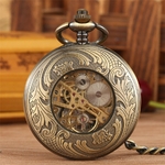 Montre-de-poche-m-canique-en-Bronze-pendentif-Antique-grav-la-main-horloge-de-poche-lune